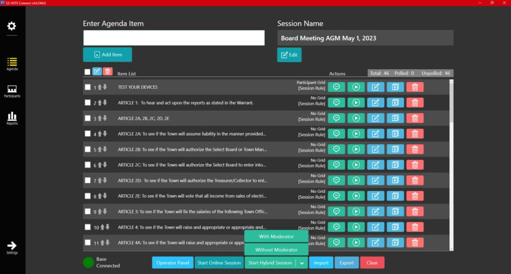 TownVOTE Hybrid Meeting Selector